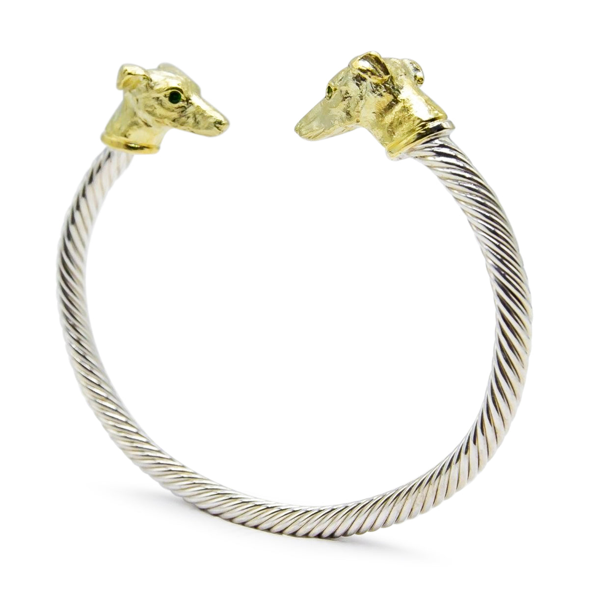 Gold/Silver Bangle with Diamond Eyes