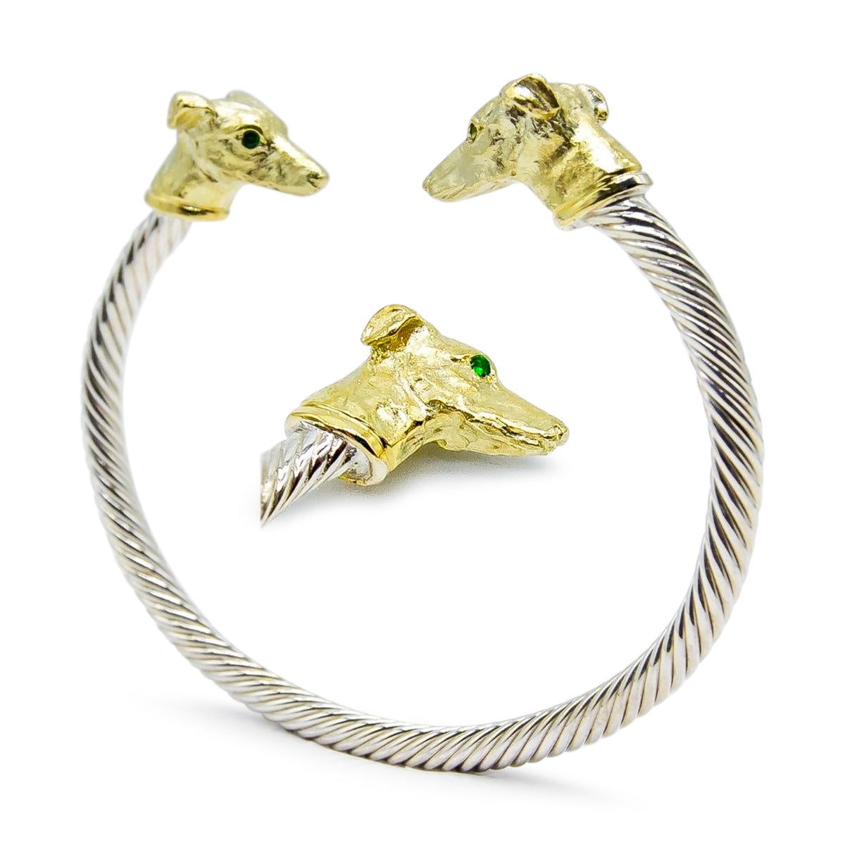 Gold/Silver Bangle with Diamond Eyes