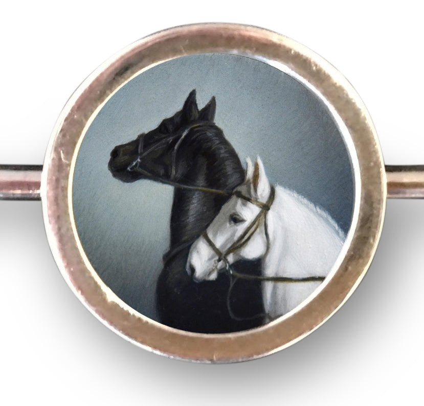 Beth de Loiselle Fox Hunt oil miniature stick pin