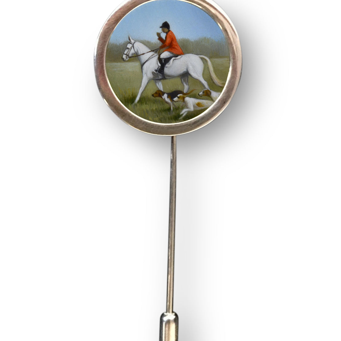Beth de Loiselle Fox Hunt oil miniature stick pin