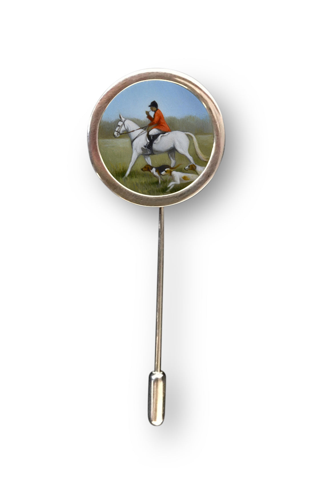 Beth de Loiselle Fox Hunt oil miniature stick pin