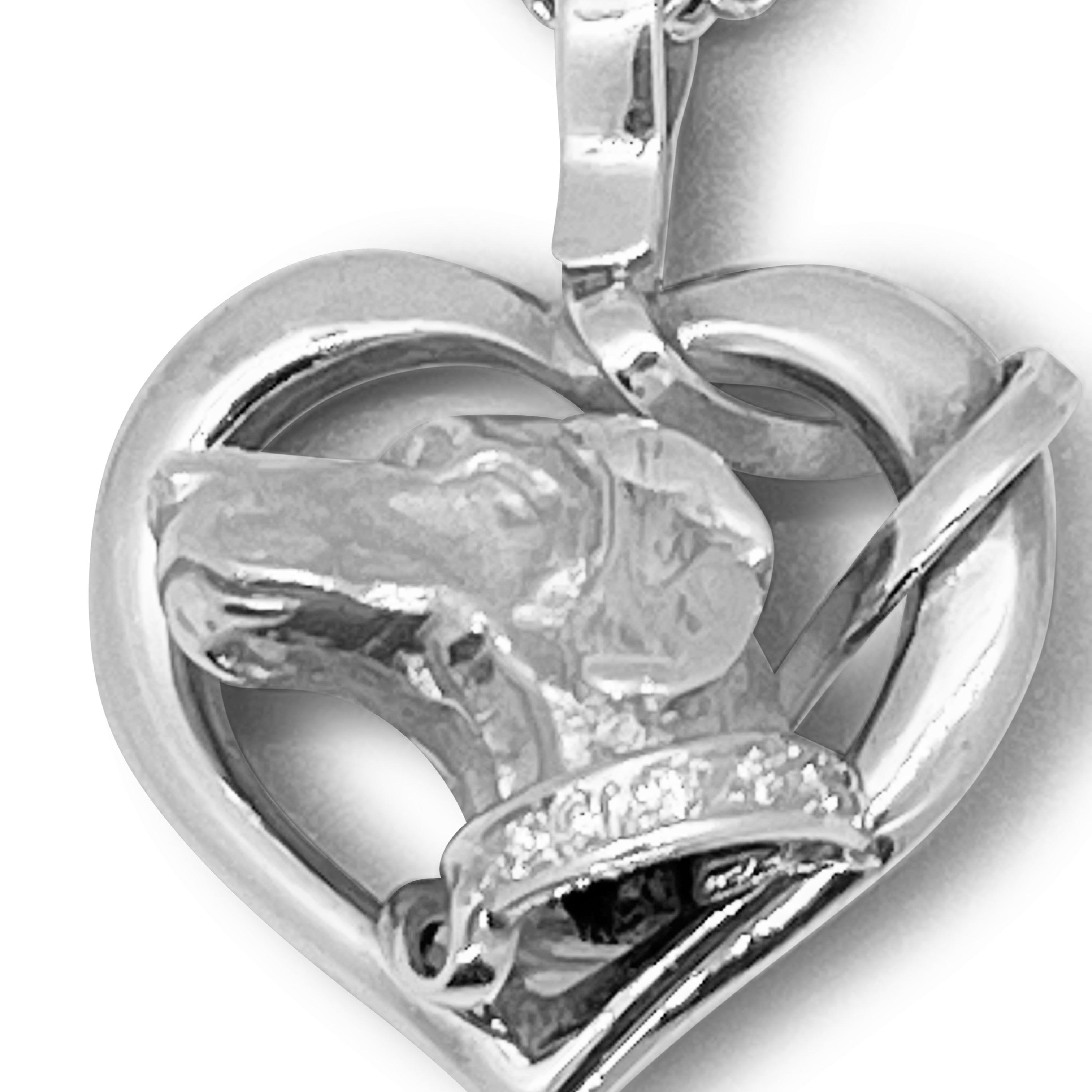 Pointer Pendant, Diamond Collar, Leash in Heart by Paul Eaton