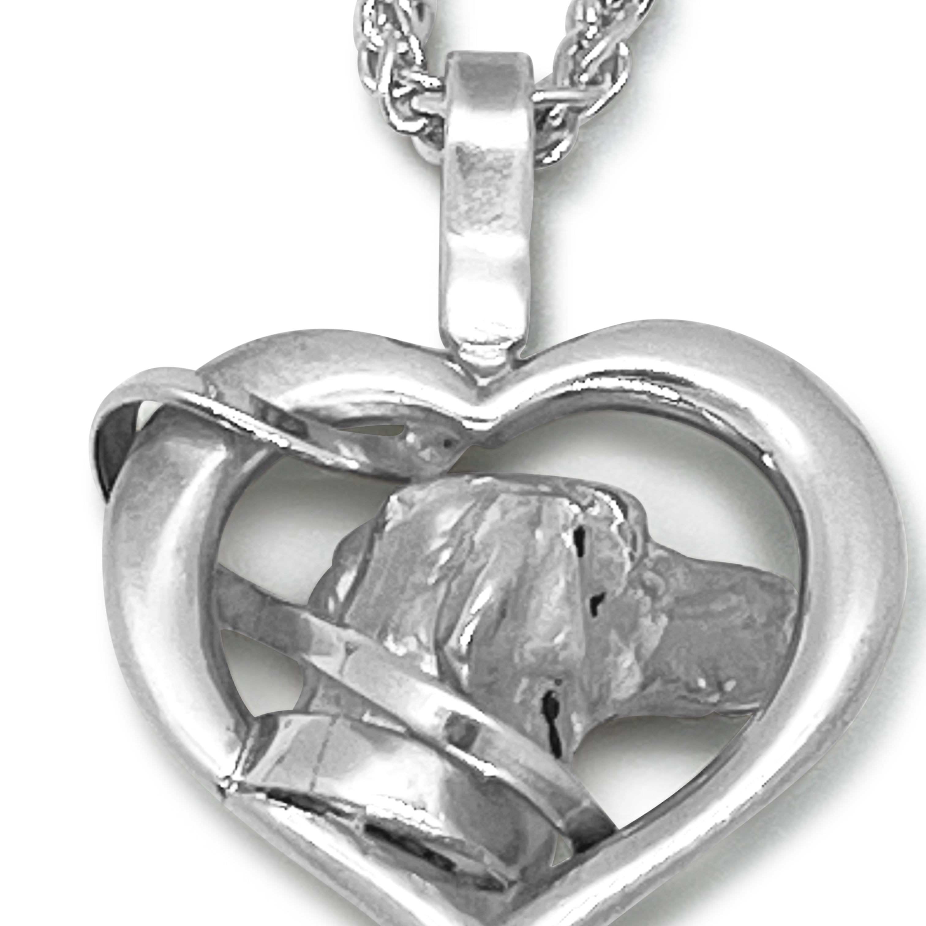 Pointer Pendant, Diamond Collar, Leash in Heart by Paul Eaton