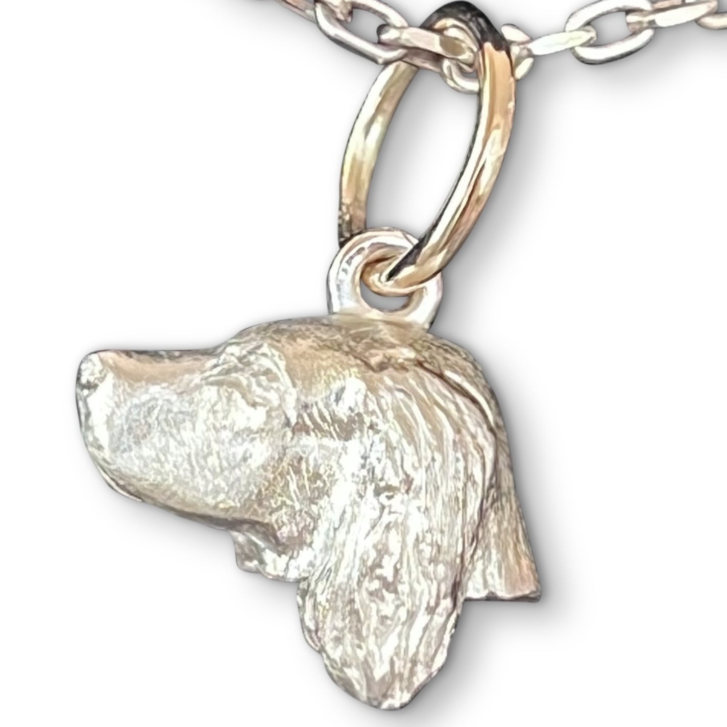 Spaniel Pendant Charm with 9ct Gold Ring by Paul Eaton Sculptor