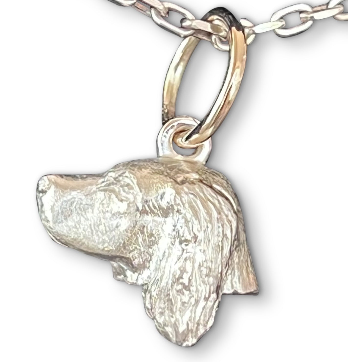 Spaniel Pendant Charm with 9ct Gold Ring by Paul Eaton Sculptor