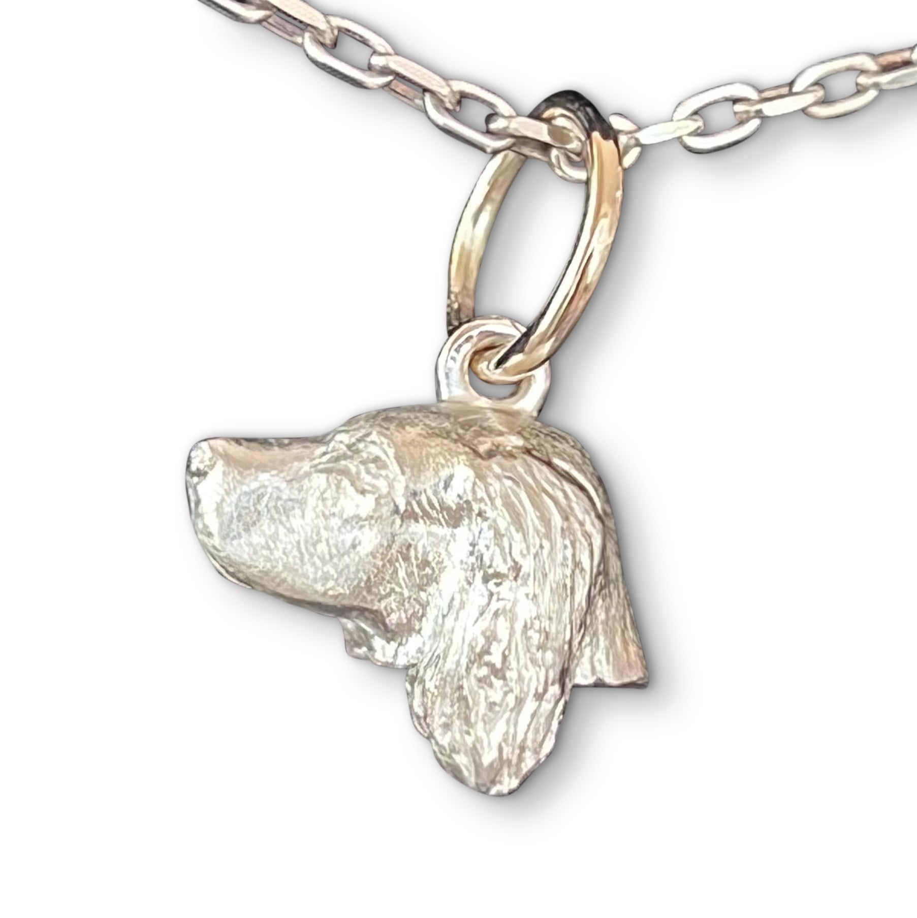 Spaniel Pendant/Charm with 9ct gold Ring by Paul Eaton Sculptor