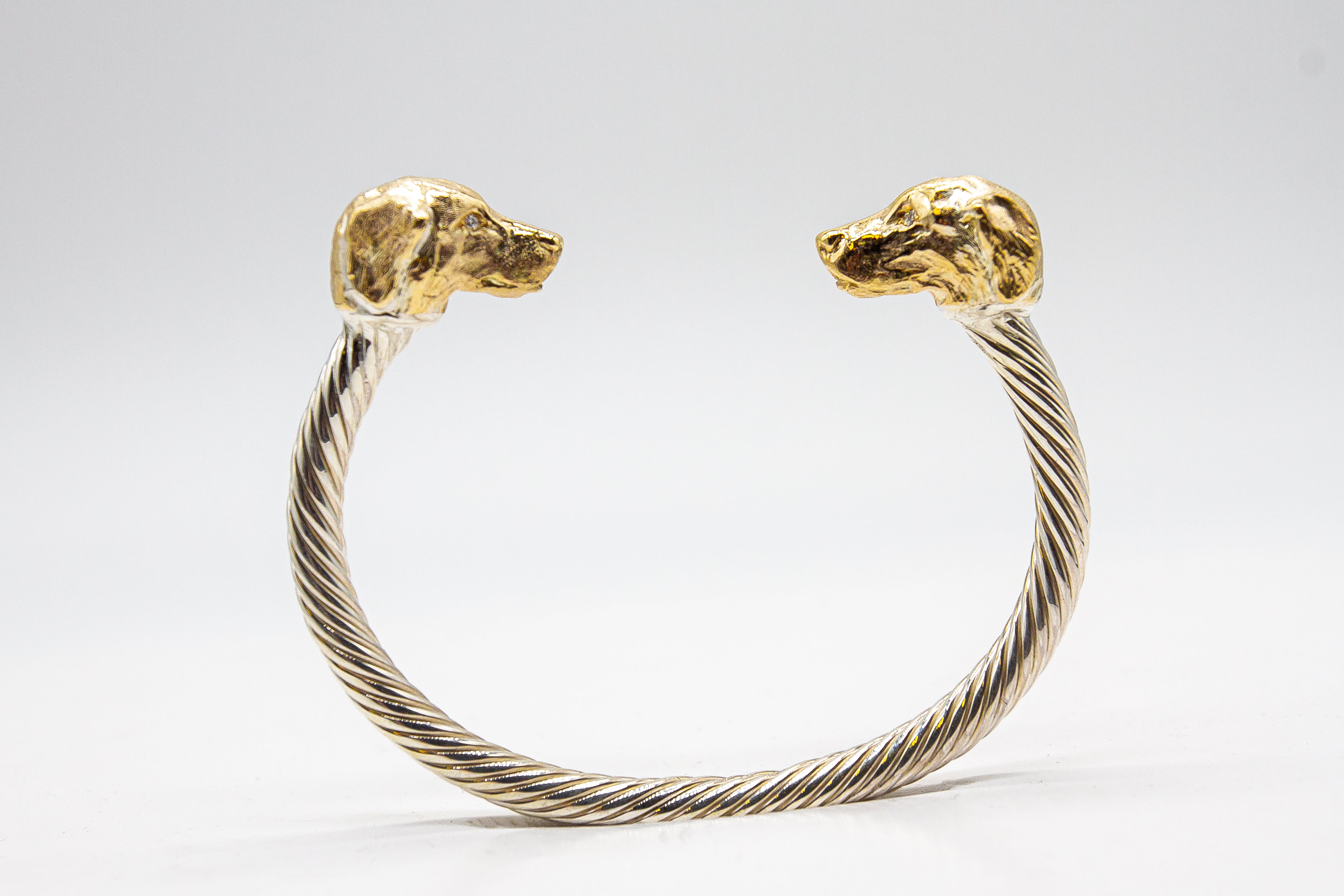 Gold/Silver Bangle with Diamond Eyes