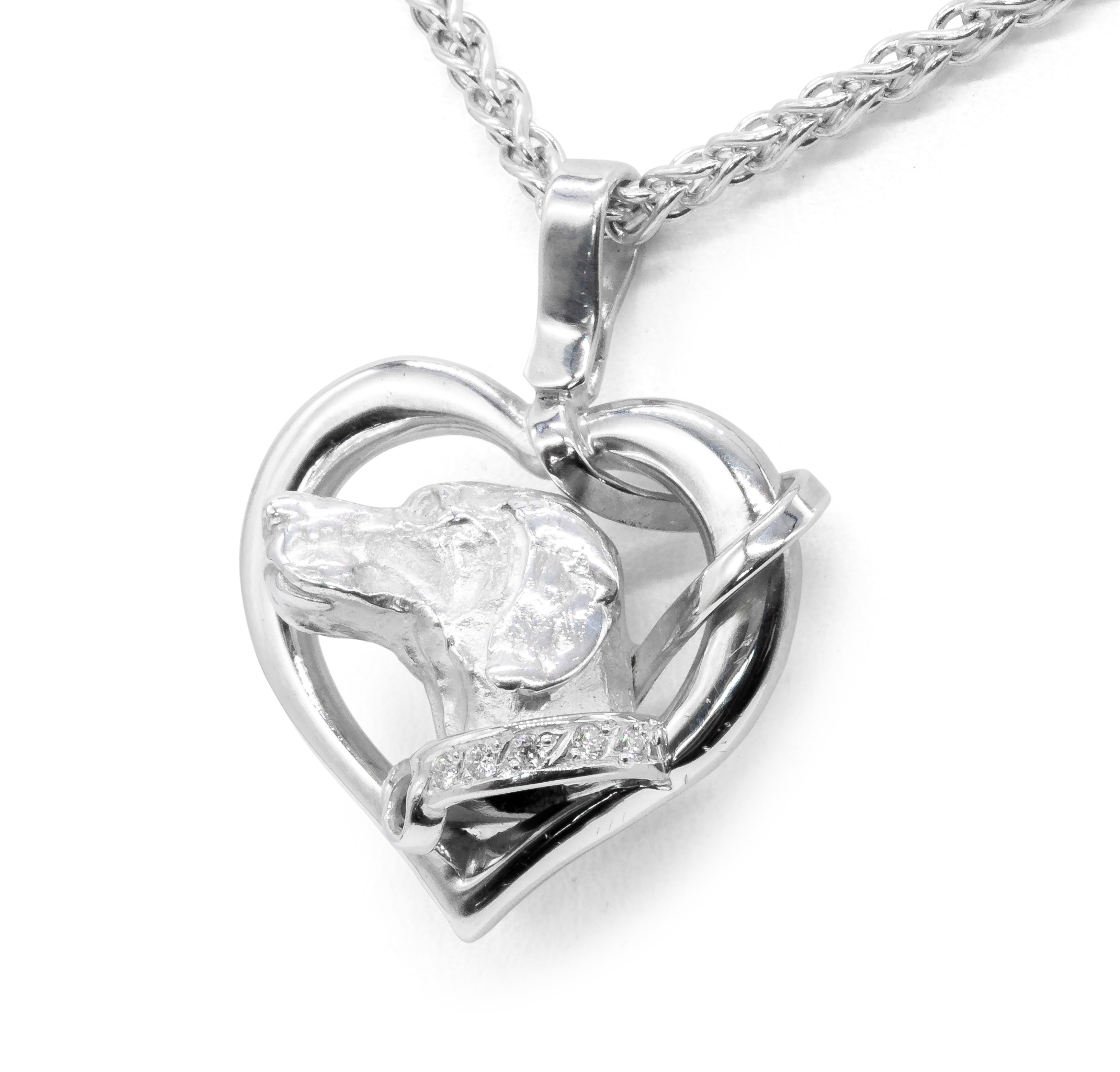Pointer Pendant, Diamond Collar, Leash in Heart by Paul Eaton