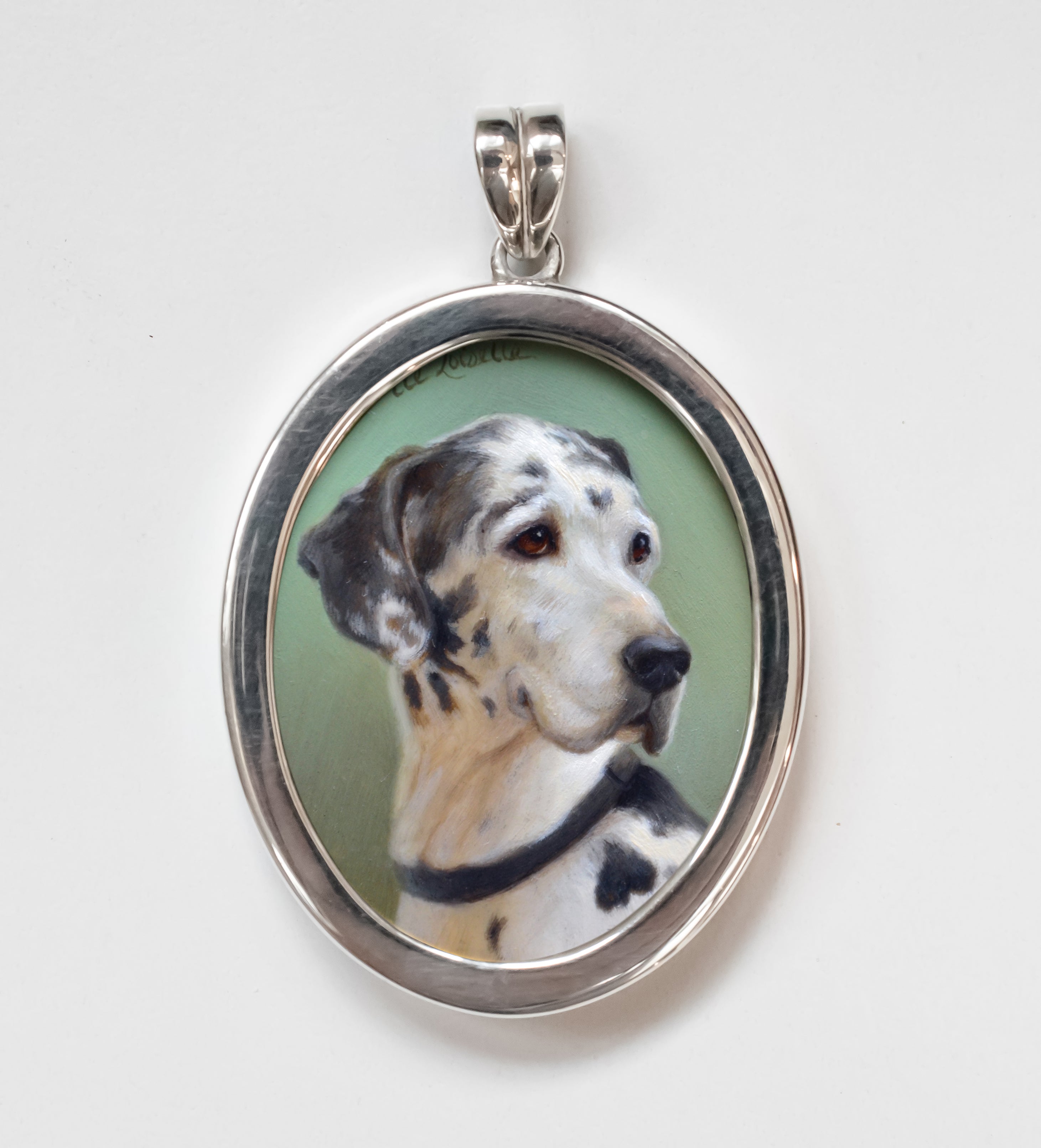 Great Dane Oil Miniature in Pendant