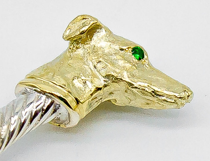 Gold/Silver Bangle with Diamond Eyes