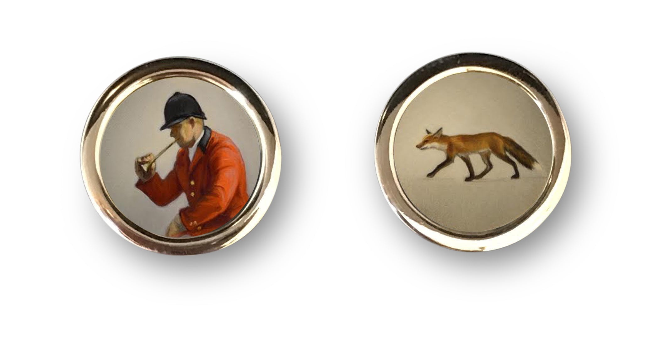 Beth de Loiselle fox hunt oils in cufflinks