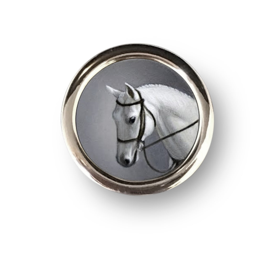 Beth de Loiselle horse oils in cufflinks