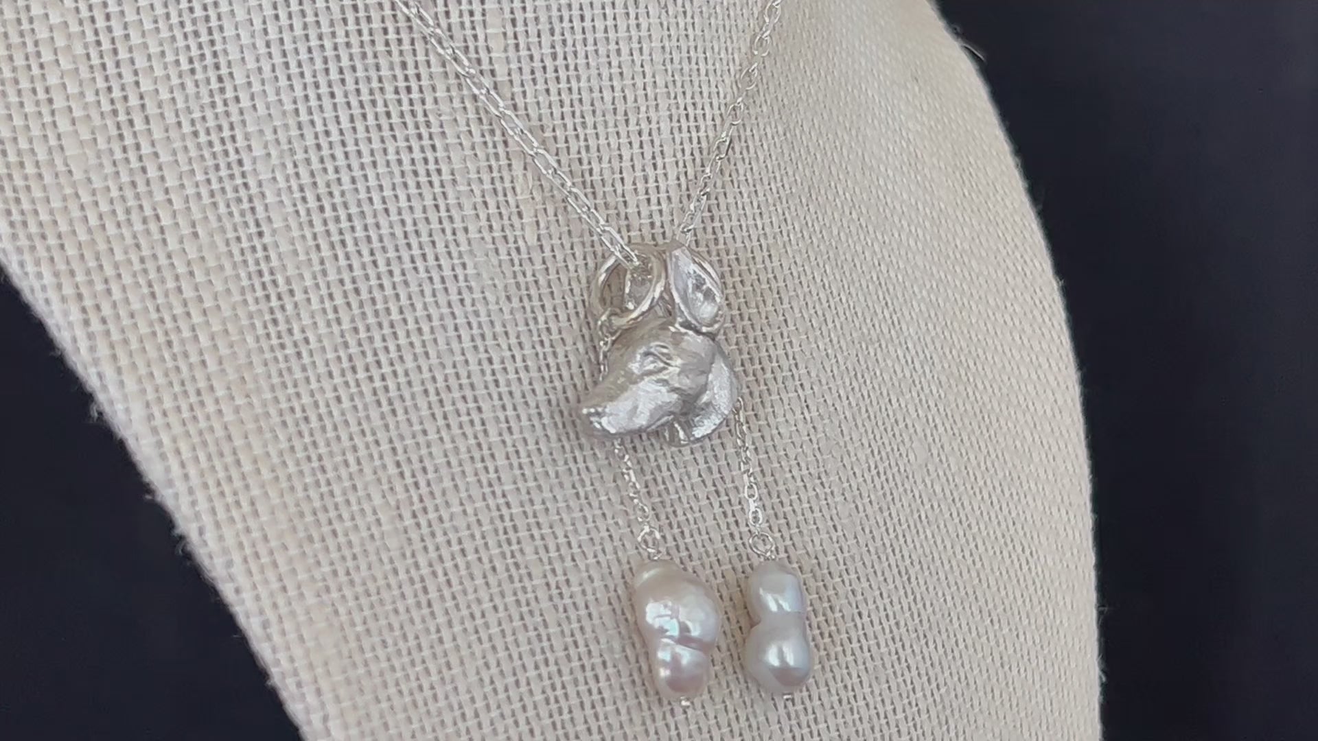 Doberman Pendant with Pearl Drops by Paul Eaton Sculptor