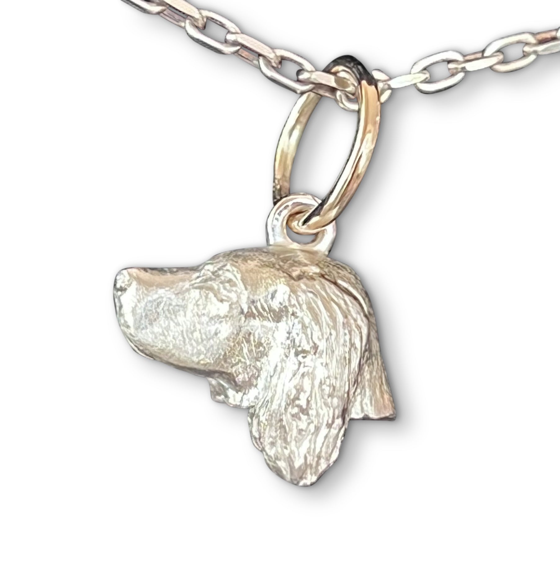 Spaniel Pendant/Charm with 9ct gold Ring by Paul Eaton Sculptor