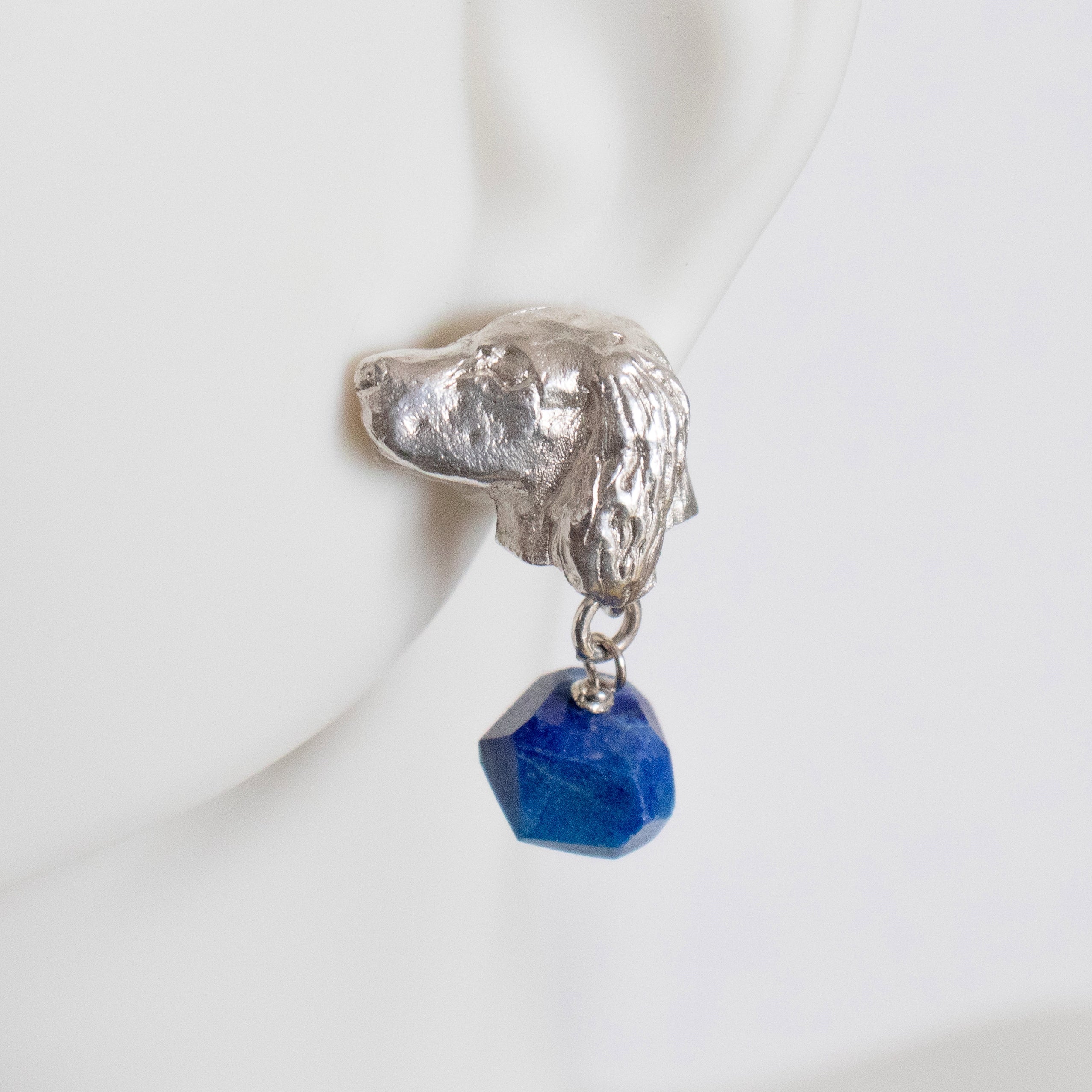 Spaniel Earrings & Lapis Lazuli Drops