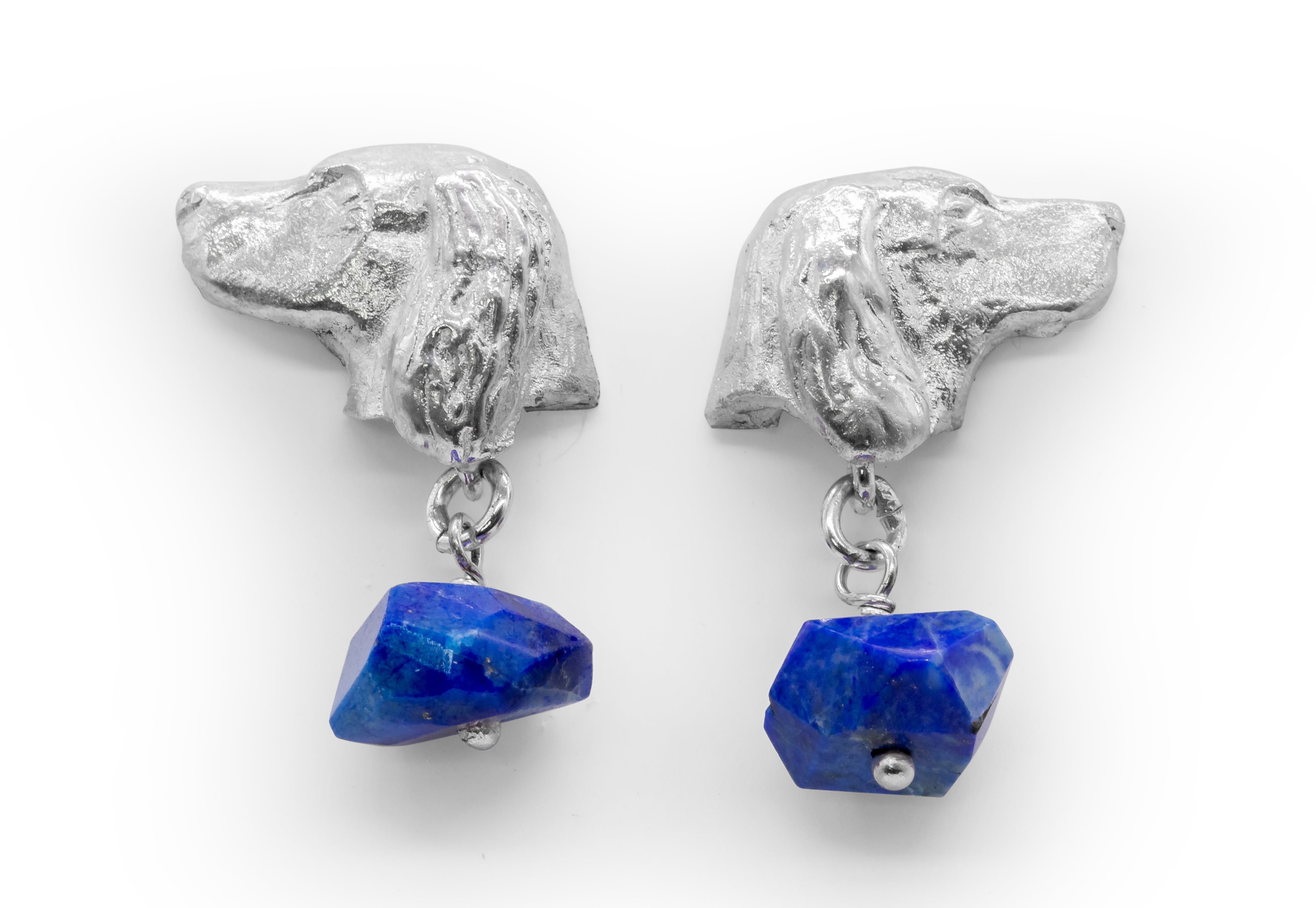 Spaniel Earrings & Lapis Lazuli Drops