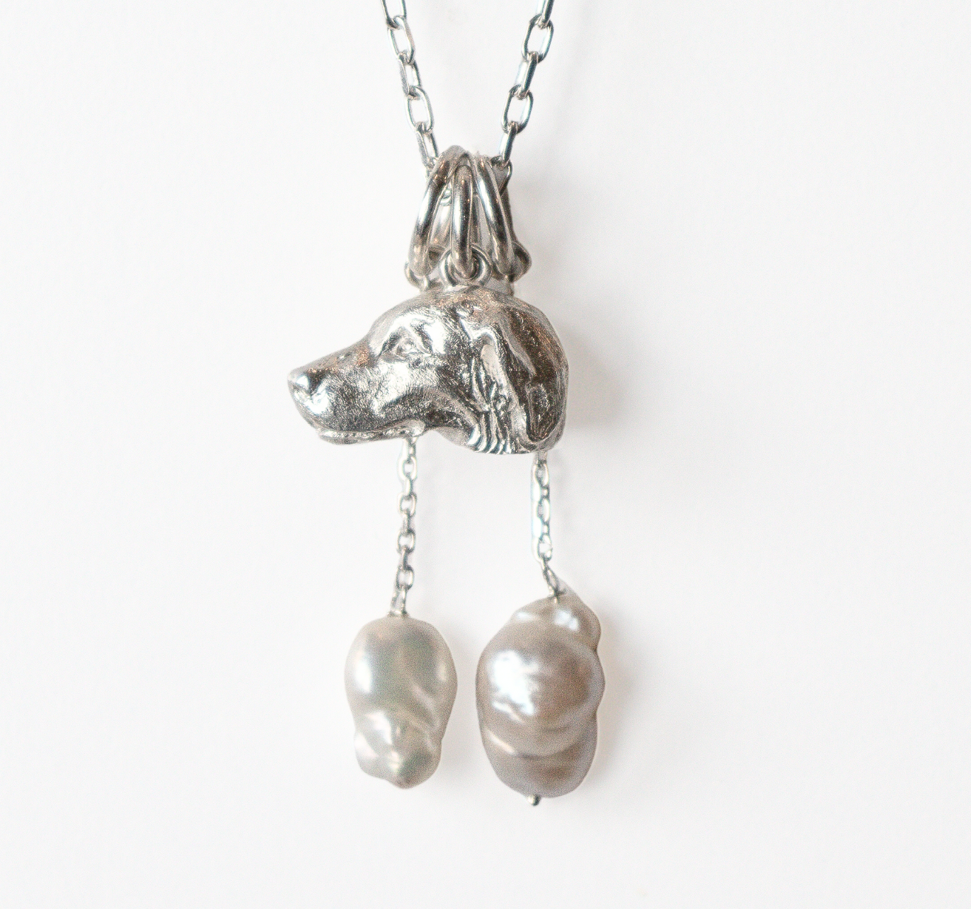 Retriever Pendant with Pearl Drops by Sculptor Paul Eaton