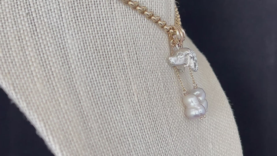 Spaniel Pendant with 9ct Pearl Drops by Paul Eaton